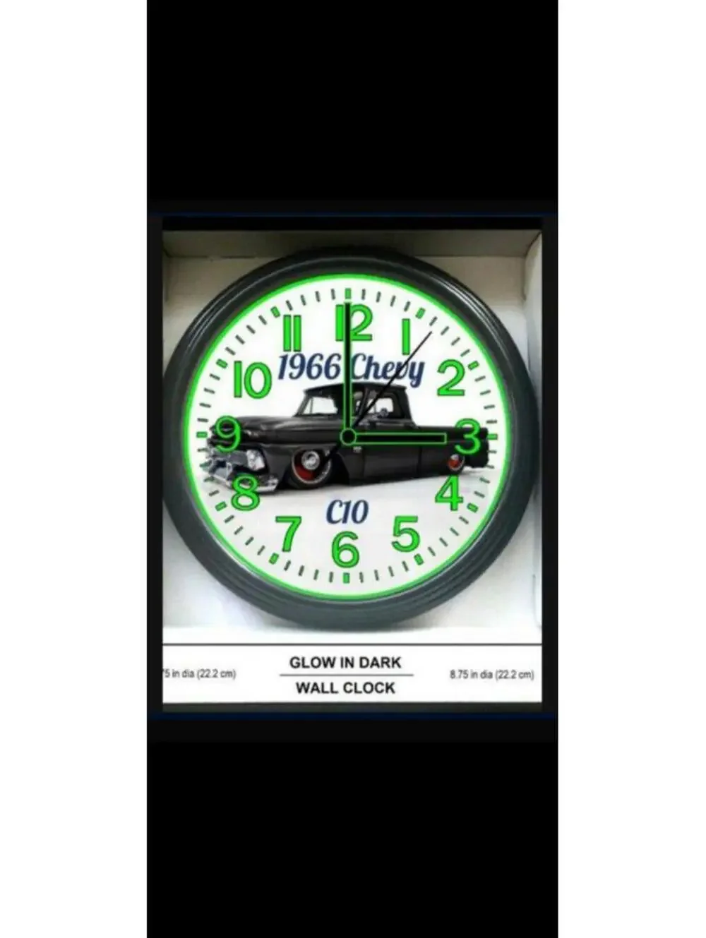 Chevy Glow in the Dark Wall Clock 66 Bagged Truck Garage Shop Wall Clock New!